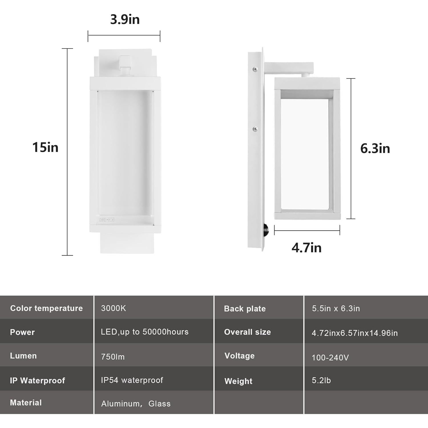 Lustrlach Aplique de Pared LED con Sensor de Movimiento 38cm IP54