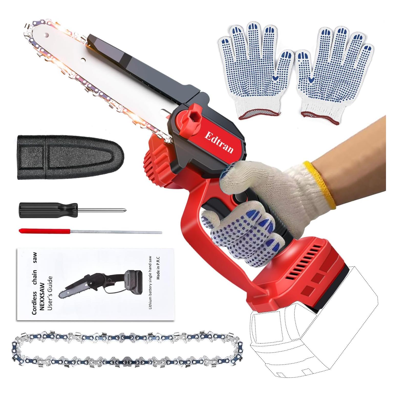 Mini Motosierra Eléctrica Inalámbrica Edtran 18V 6" con Cadena