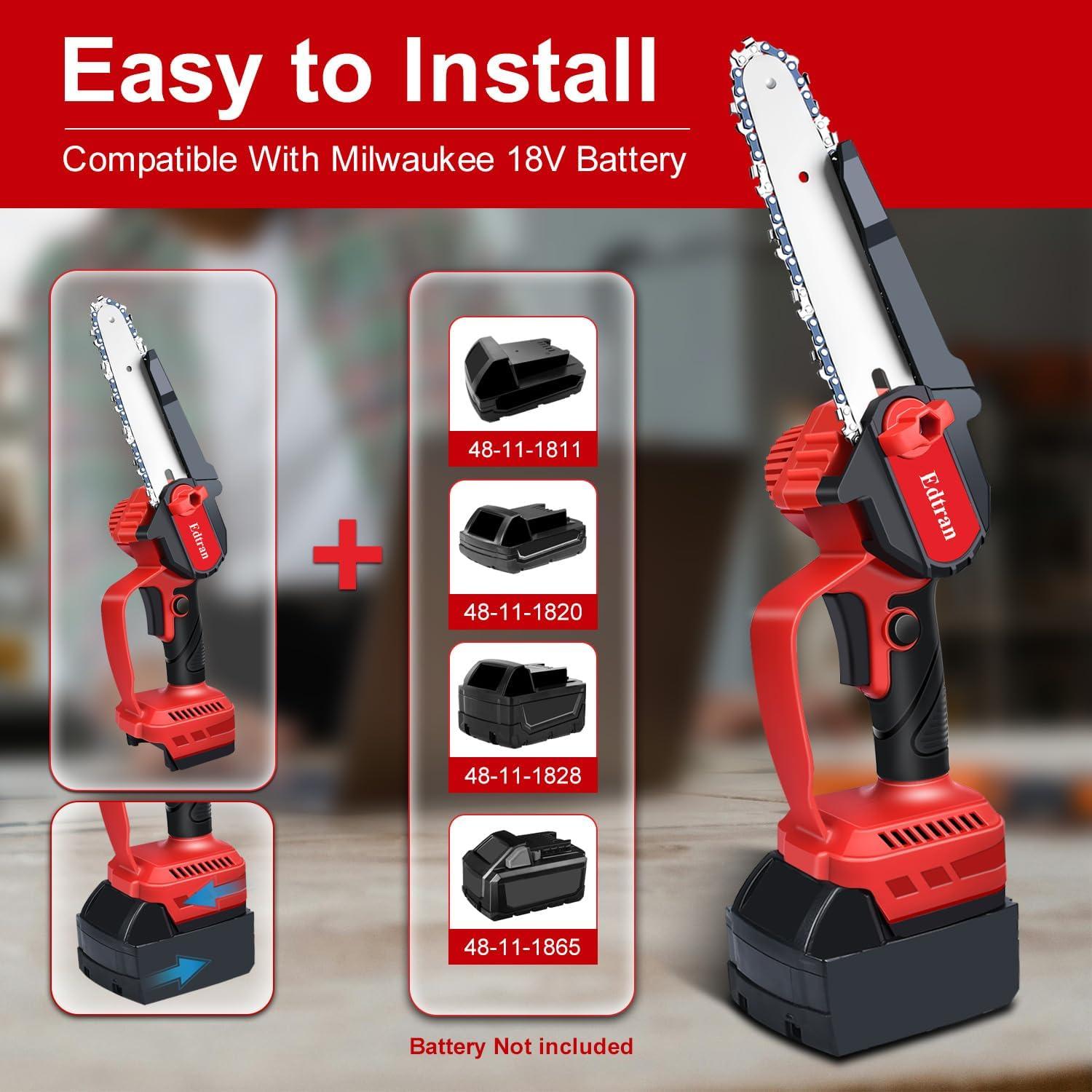 Mini Motosierra Eléctrica Inalámbrica Edtran 18V 6" con Cadena