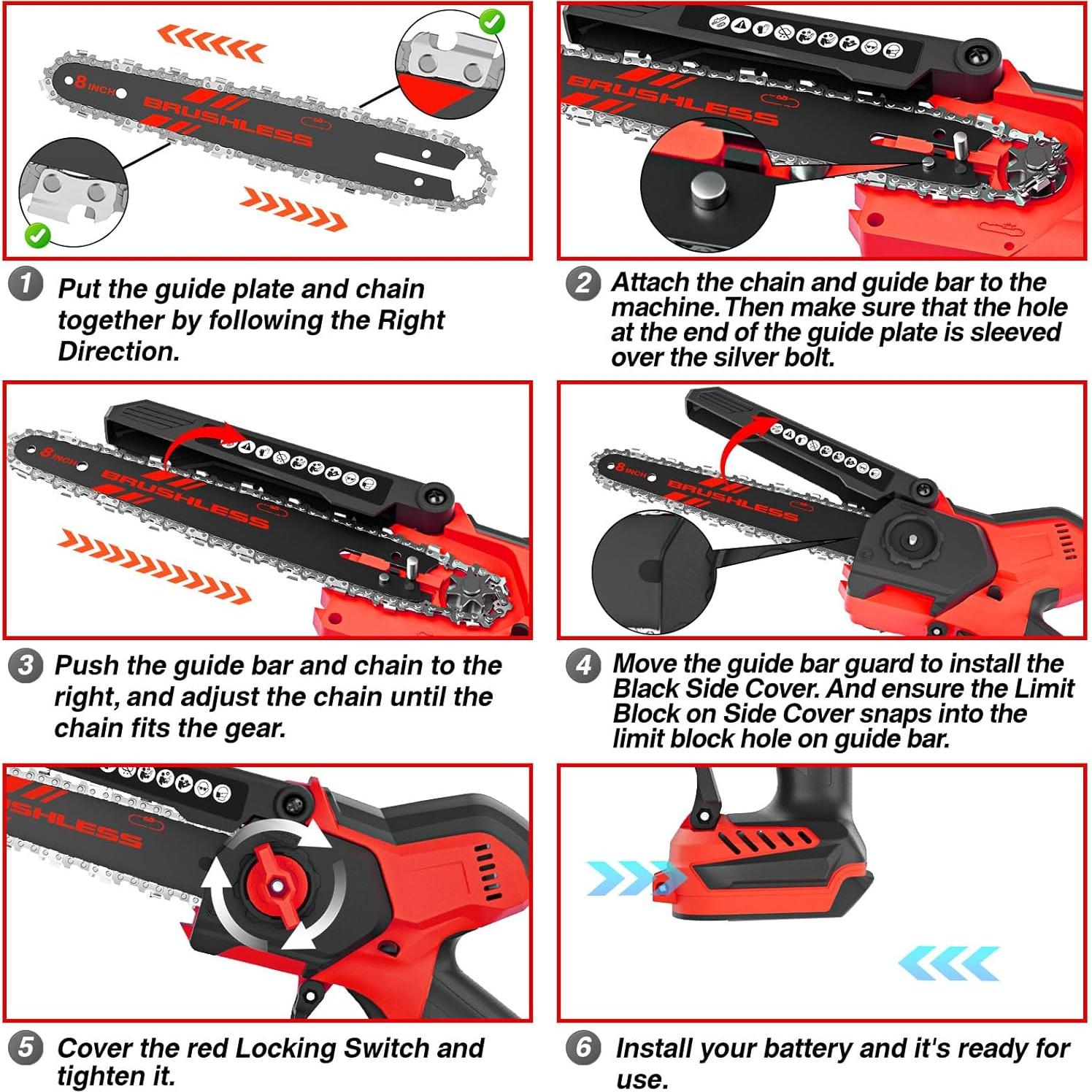 Mini Motosierra Inalámbrica TAIRDA 800W 2-en-1 8" y 6"