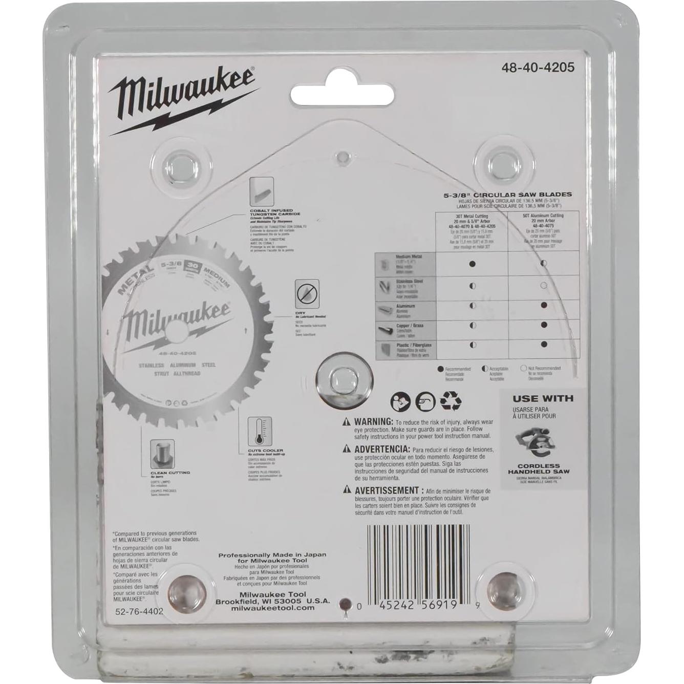 Hoja de sierra circular Milwaukee 48-40-4205 135mm 30 dientes