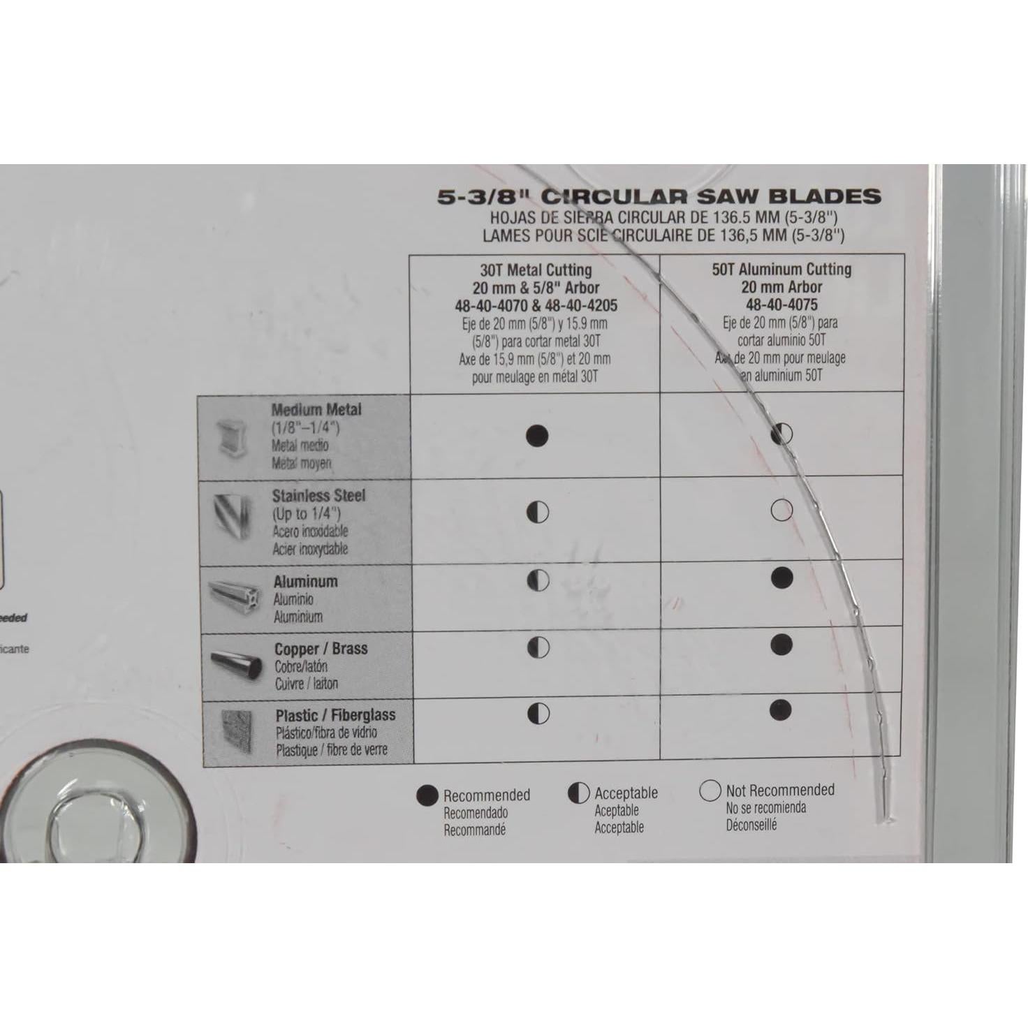 Hoja de sierra circular Milwaukee 48-40-4205 135mm 30 dientes