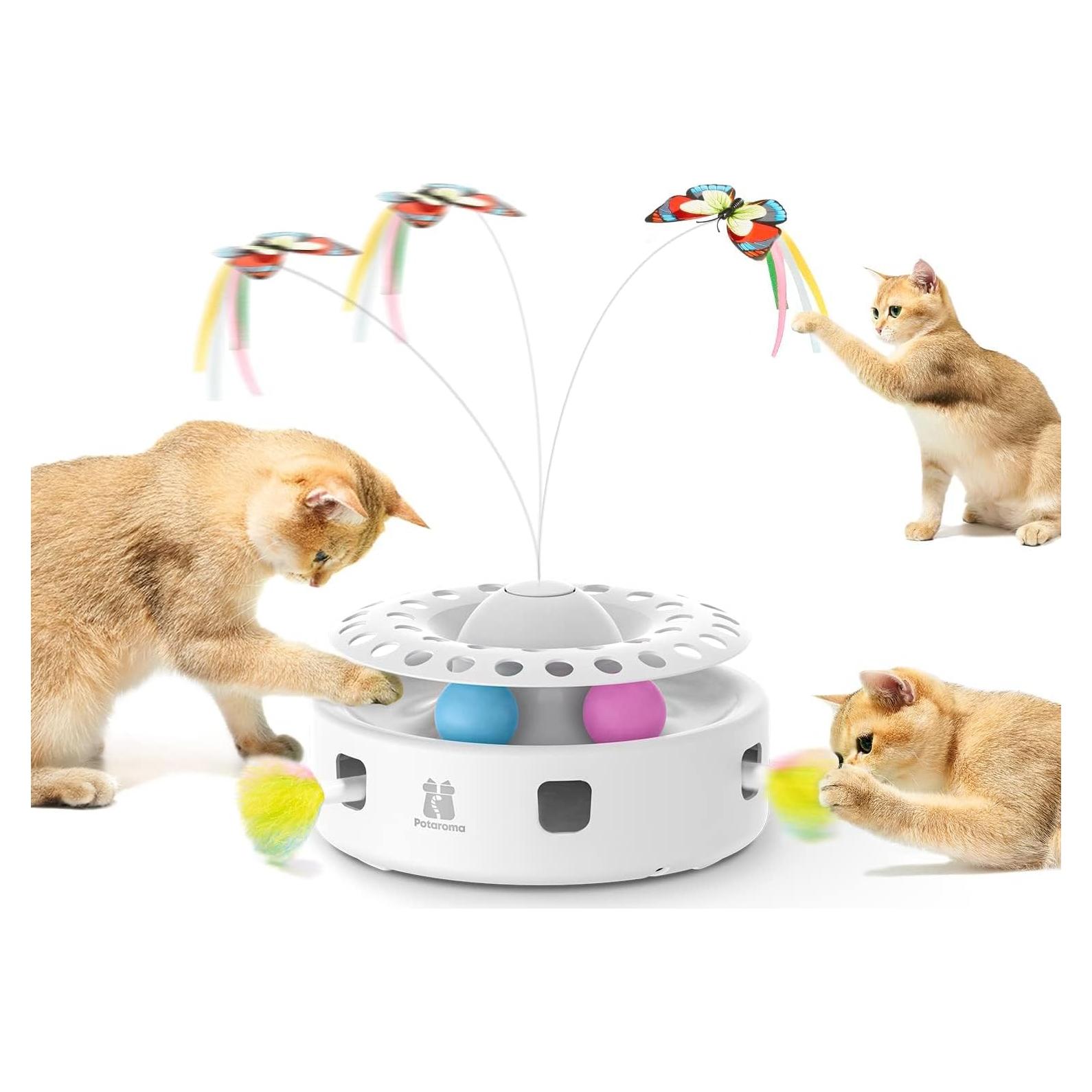 Juguete Interactivo para Gatos Potaroma 3 en 1 USB Blanco