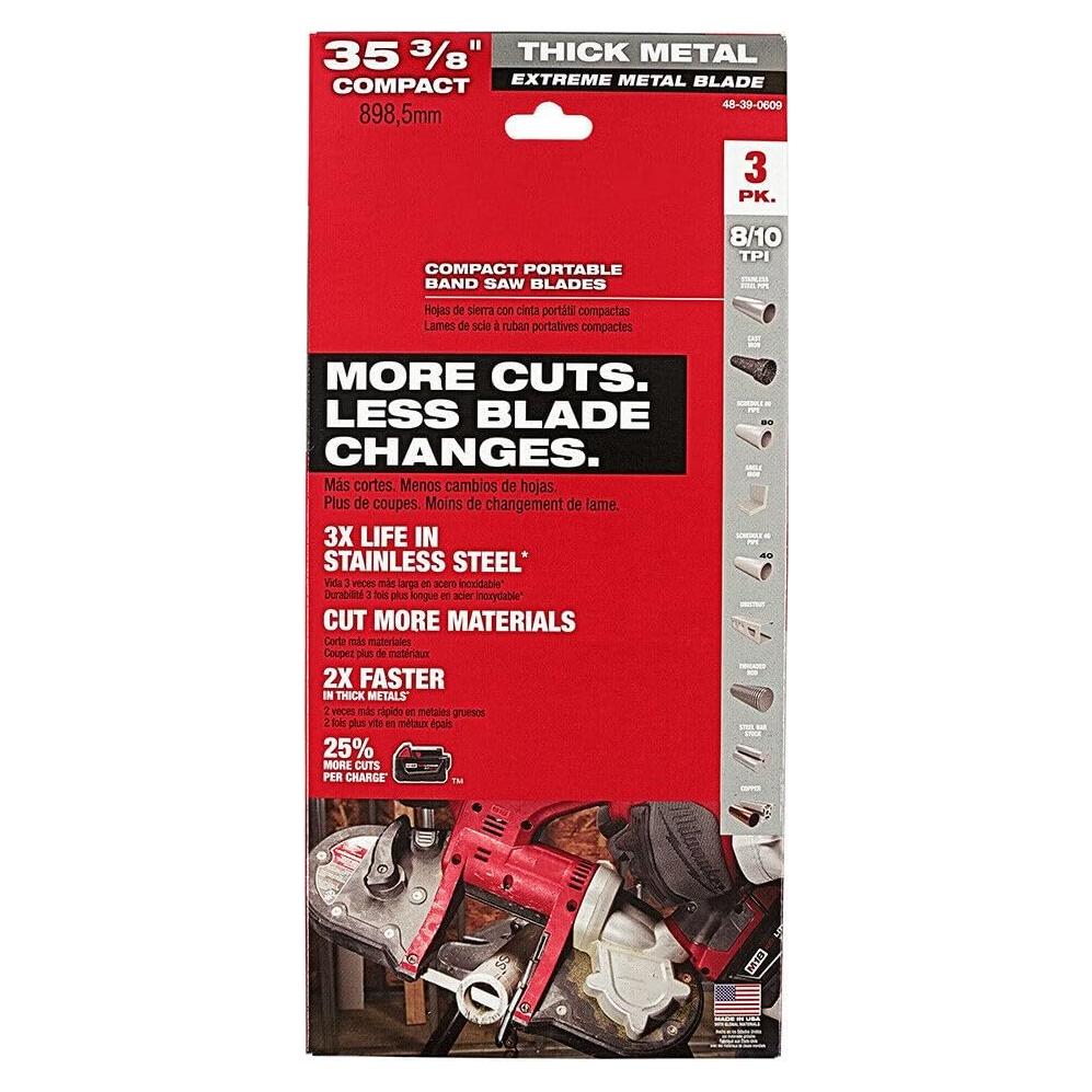 Cuchillas de Sierra de Banda Milwaukee 48-39-0609 89.54 cm 3PK
