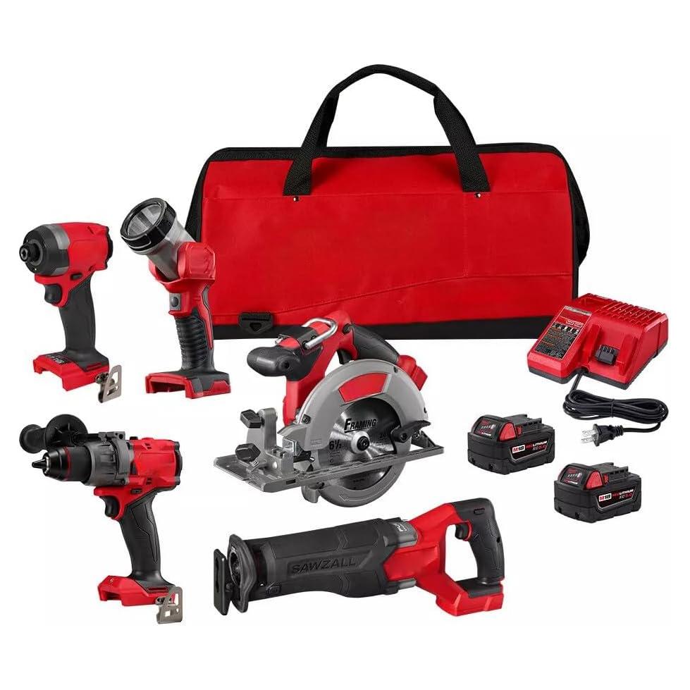 Kit de herramientas Milwaukee M18 5 en 1 - Taladro, Sierra, LED