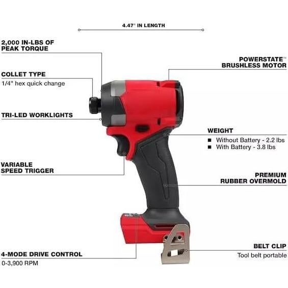 Kit de herramientas Milwaukee M18 5 en 1 - Taladro, Sierra, LED