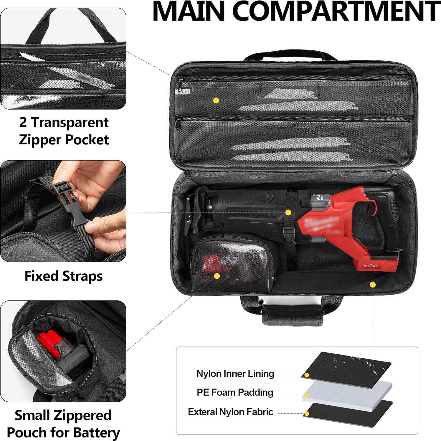 Funda para Sierra Recíproca Rexmica M18 Fuel con Bolsillos