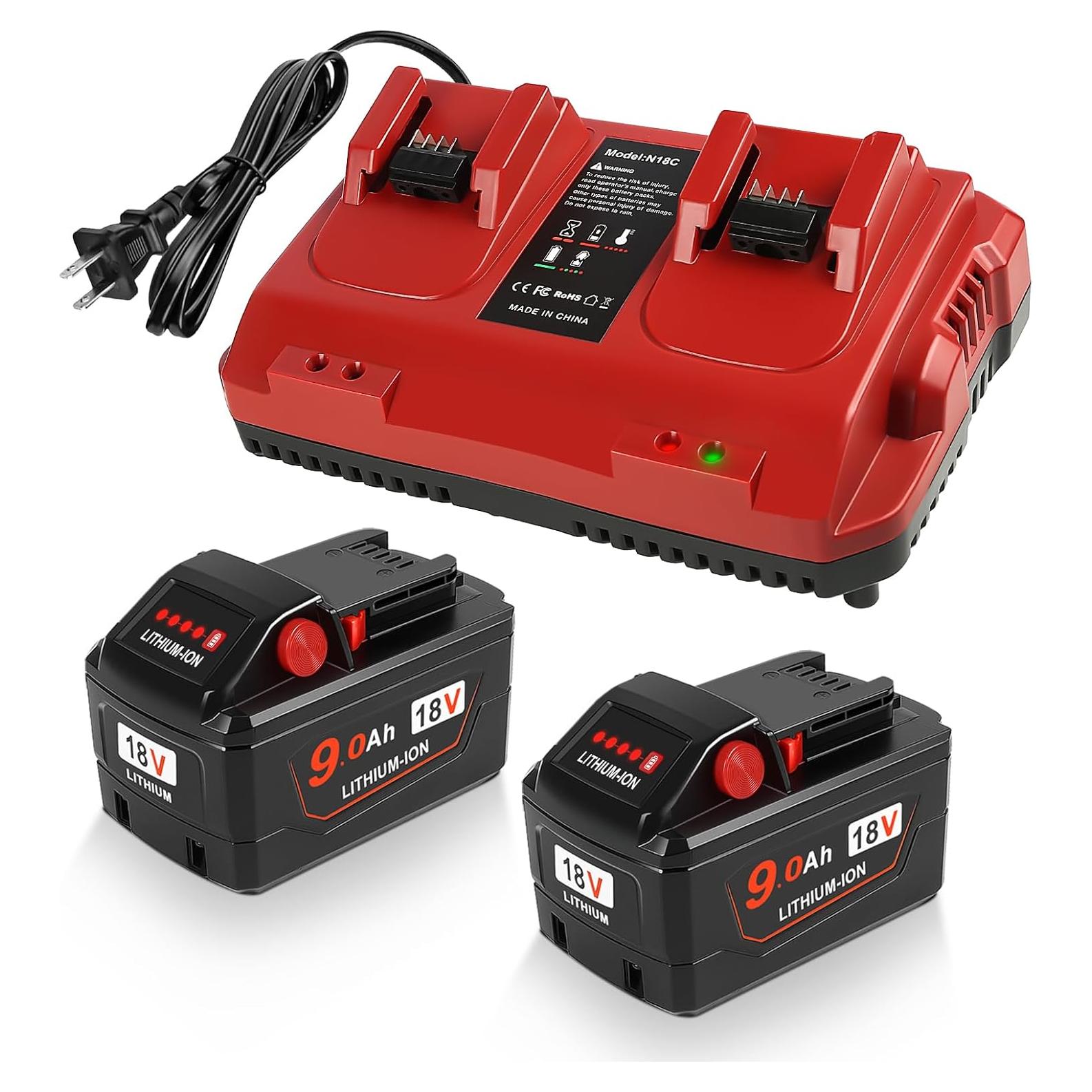 Paquete de 2 Baterías 18V 9.0Ah y Cargador Milwaukee M18