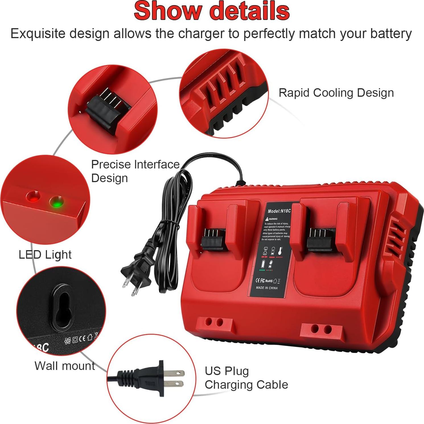 Paquete de 2 Baterías 18V 9.0Ah y Cargador Milwaukee M18