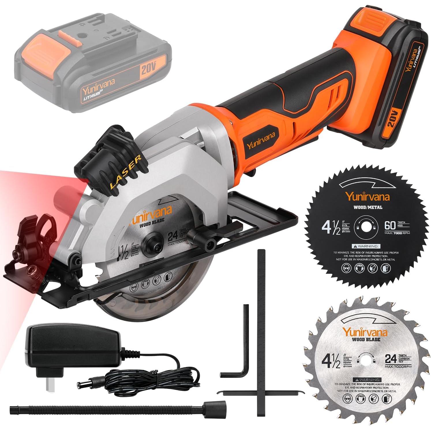 Sierra Circular Inalámbrica Yunirvana 20V 3400RPM 11.43cm