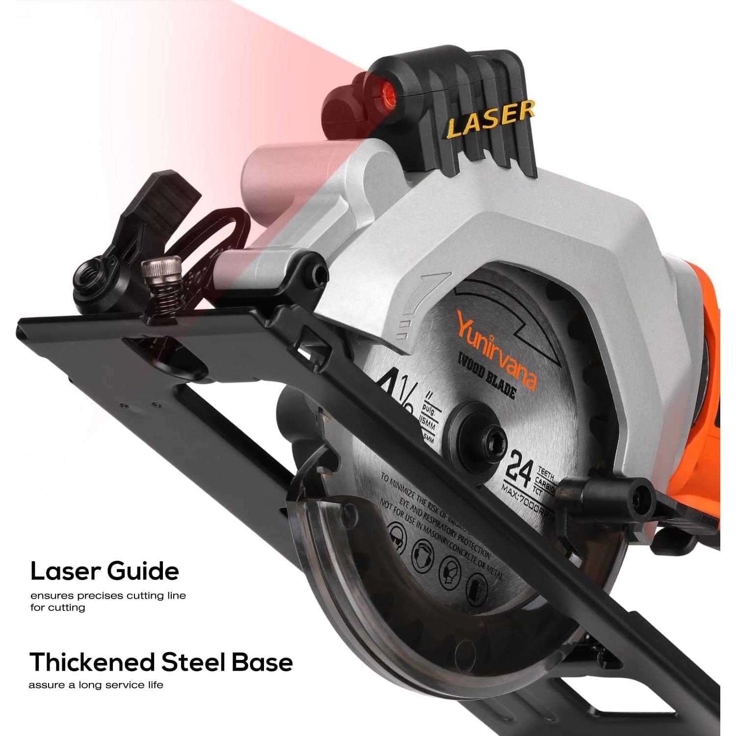 Sierra Circular Inalámbrica Yunirvana 20V 3400RPM 11.43cm