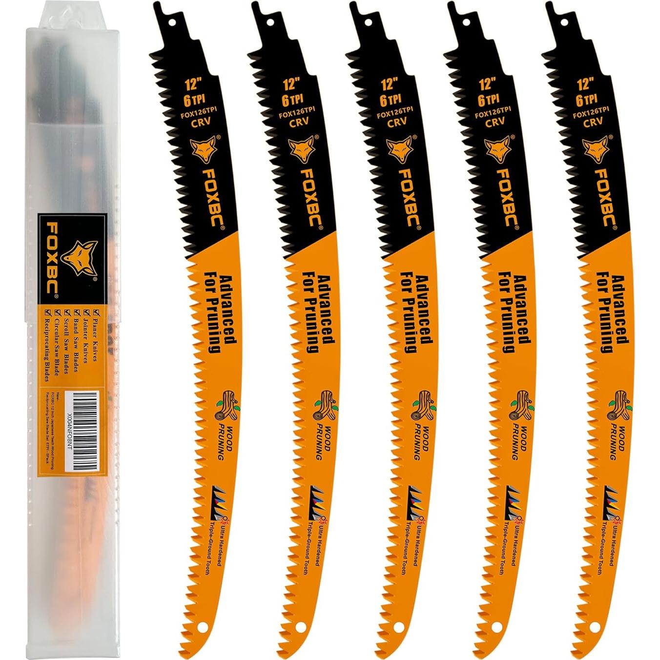 Hojas de Sierra Recíproca FOXBC 30.48 cm 6TPI - Paquete de 5