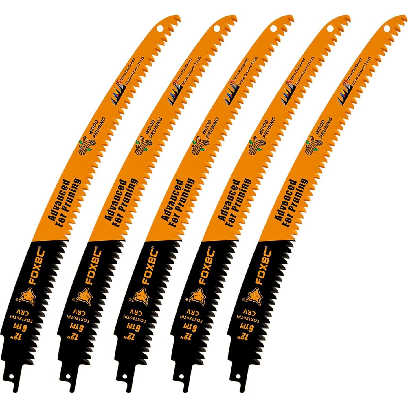 Hojas de Sierra Recíproca FOXBC 30.48 cm 6TPI - Paquete de 5
