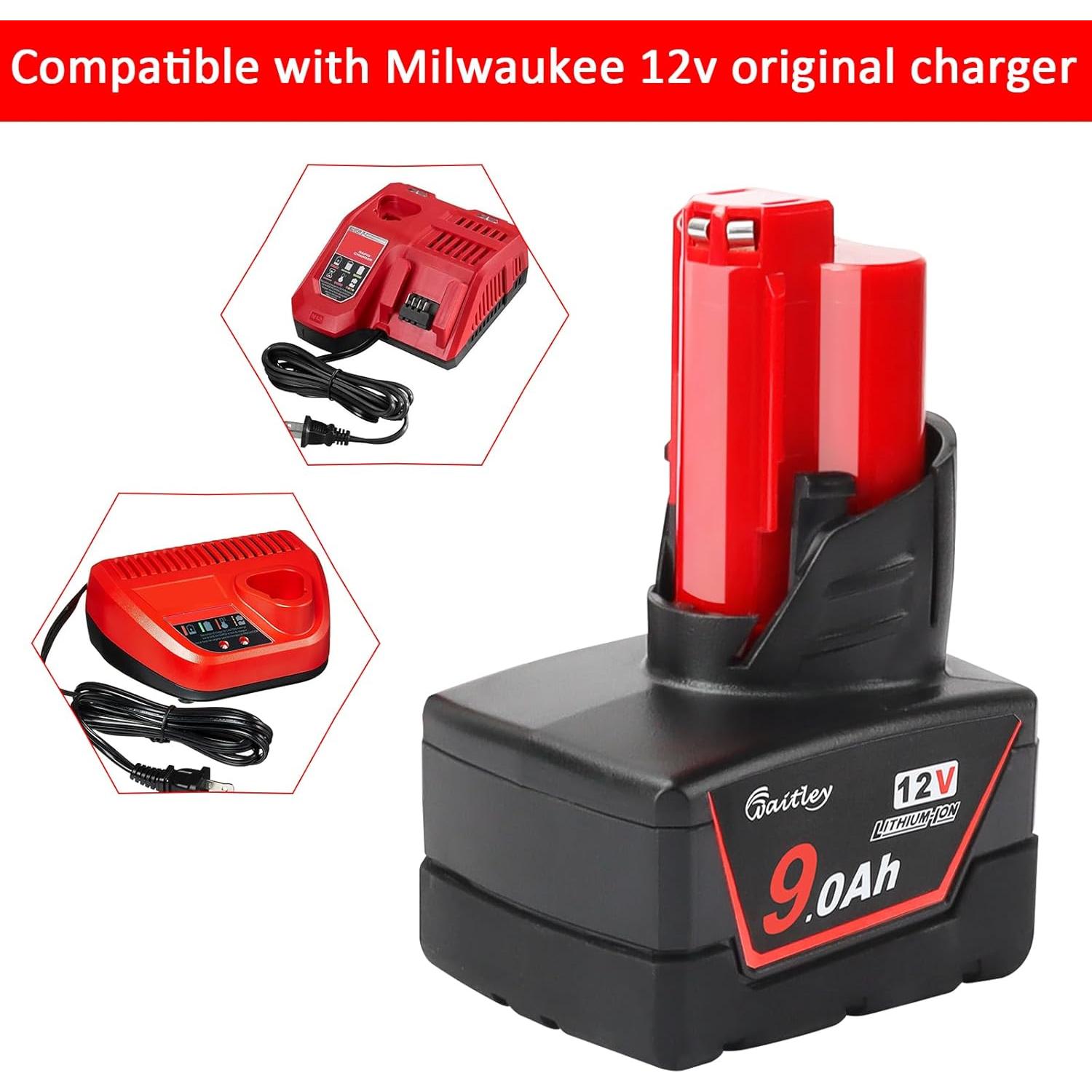 Batería de Reemplazo Waitley 12V 9Ah para Herramientas Milwaukee