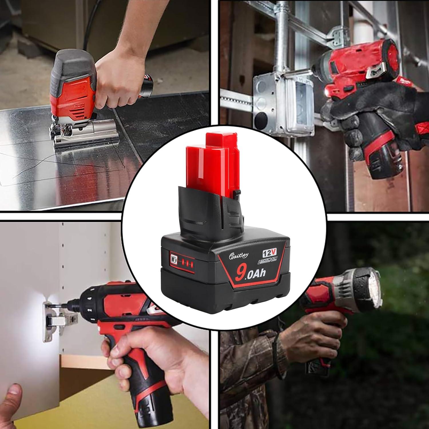 Batería de Reemplazo Waitley 12V 9Ah para Herramientas Milwaukee