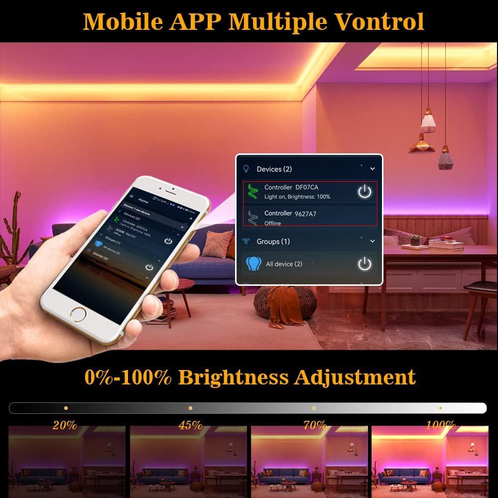 Tira LED RGB COB 5m INDARUN con control APP y música