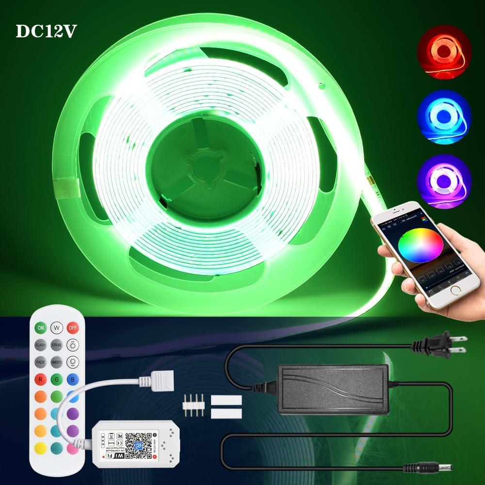 Tira LED RGB COB 5m INDARUN con control APP y música