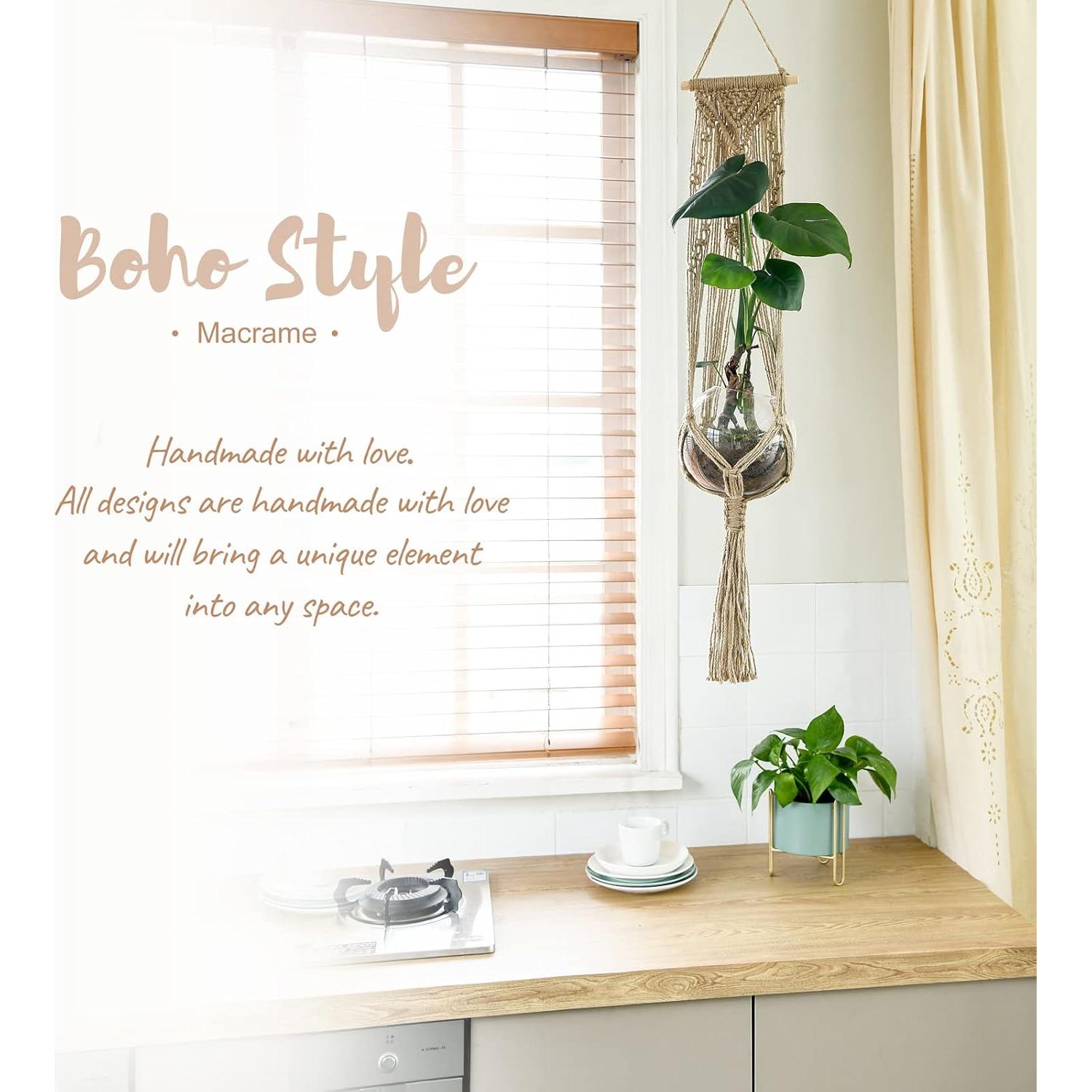 Conjunto de 4 colgadores de macramé Mkono para plantas 139.7 cm