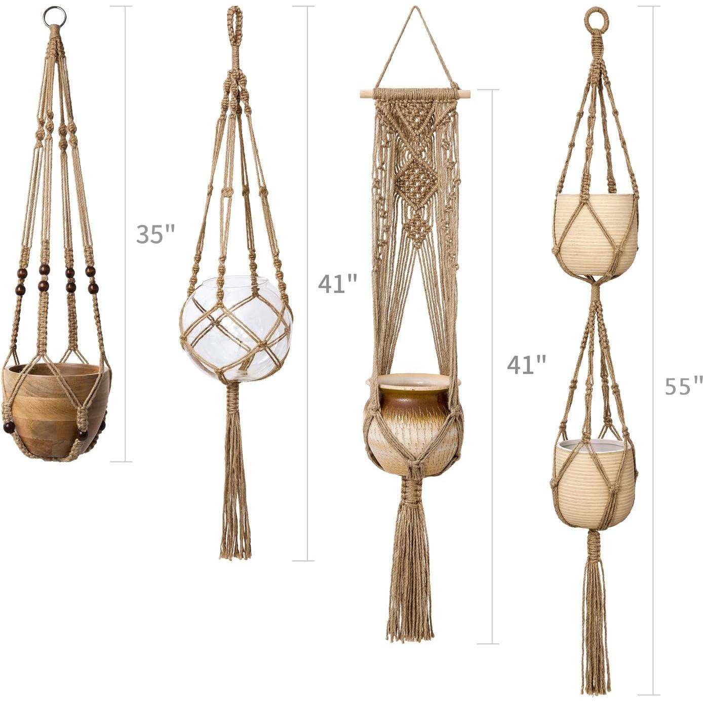 Conjunto de 4 colgadores de macramé Mkono para plantas 139.7 cm