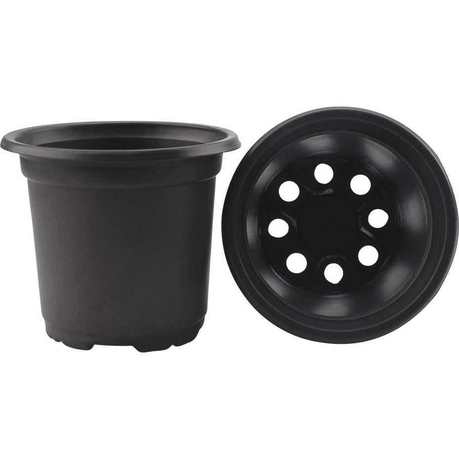 100 Macetas de Plástico Negras KINGLAKE 10.16 cm con Drenaje