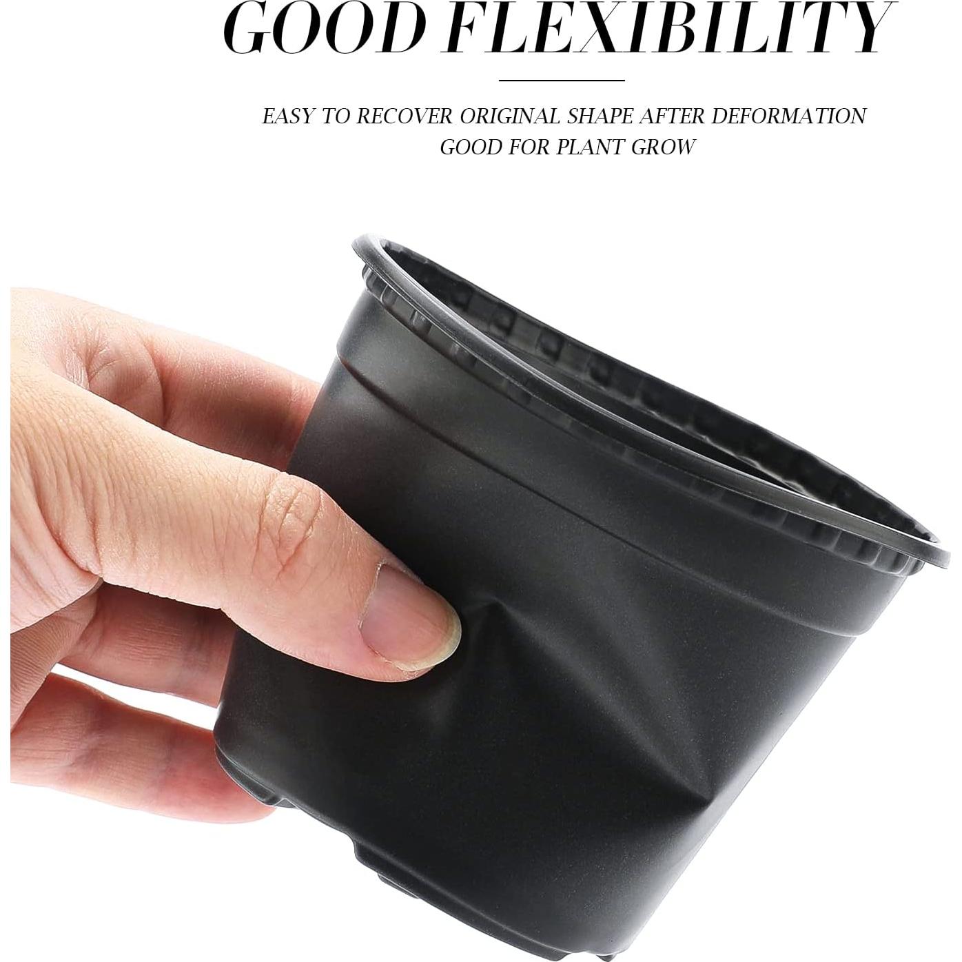 100 Macetas de Plástico Negras KINGLAKE 10.16 cm con Drenaje