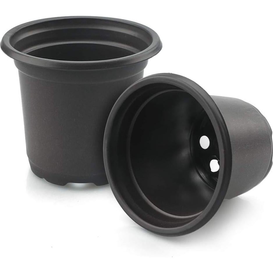 100 Macetas de Plástico Negras KINGLAKE 10.16 cm con Drenaje