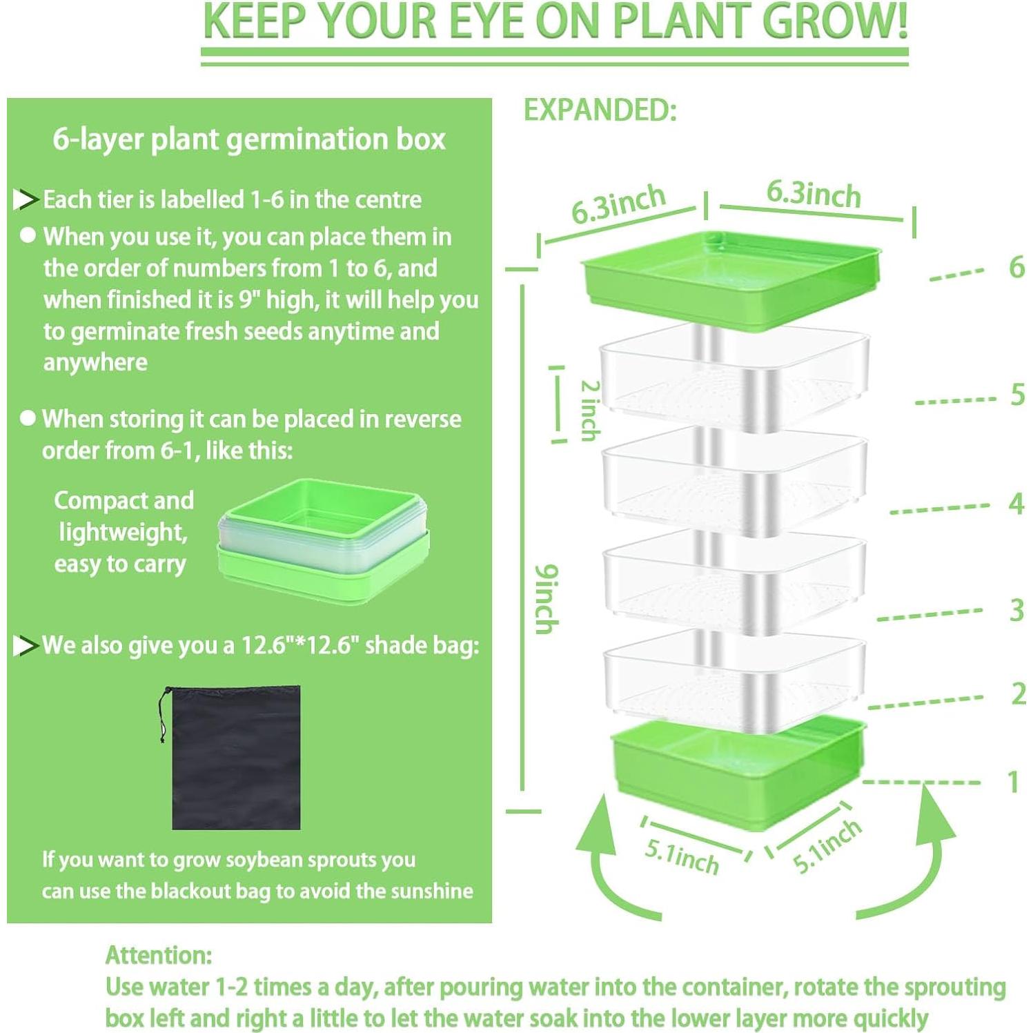 Kit de Germinación de Semillas PHAIN 4 Niveles Verde con Drenaje