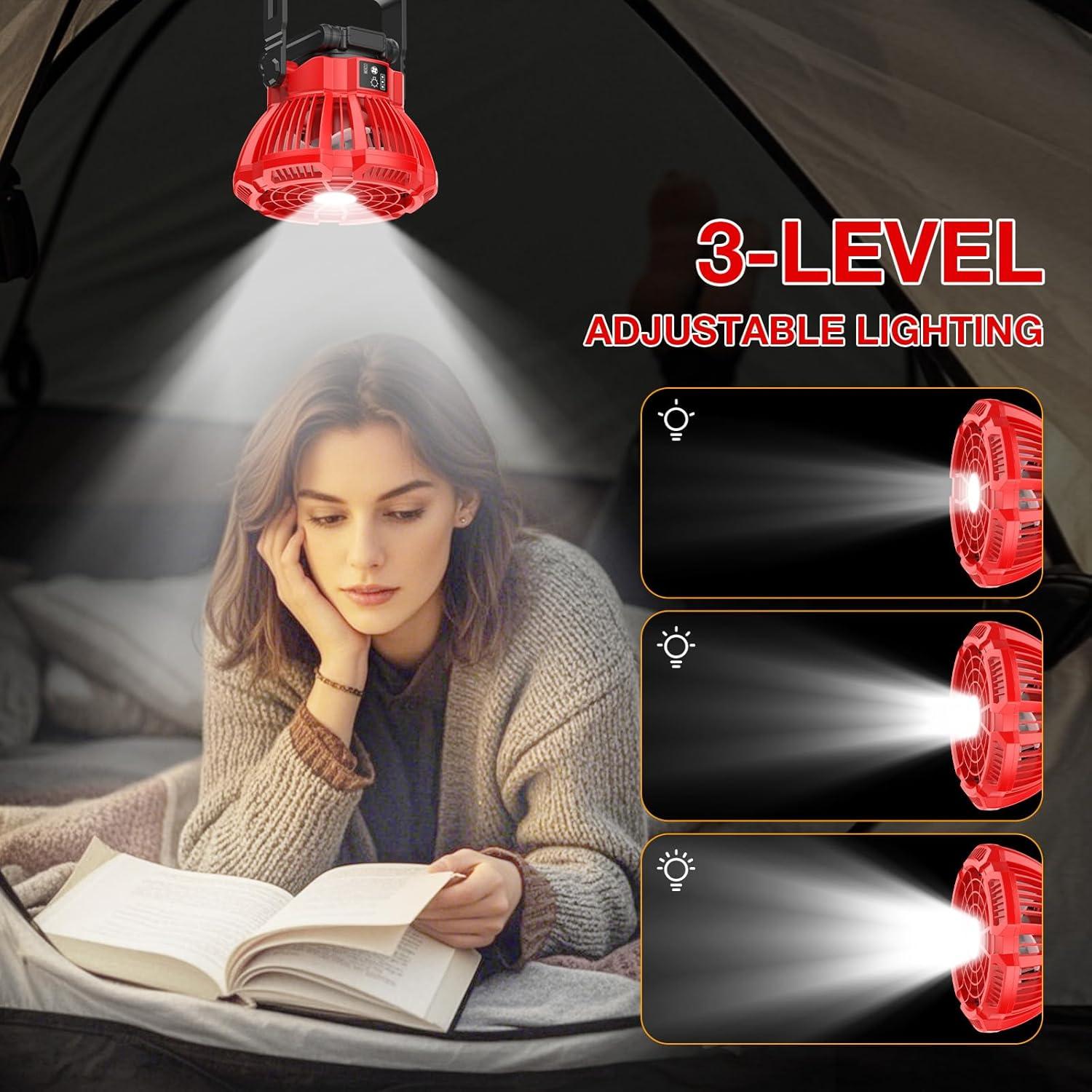 Ventilador Portátil PropeLannt 18V con Luz LED y 3 Velocidades