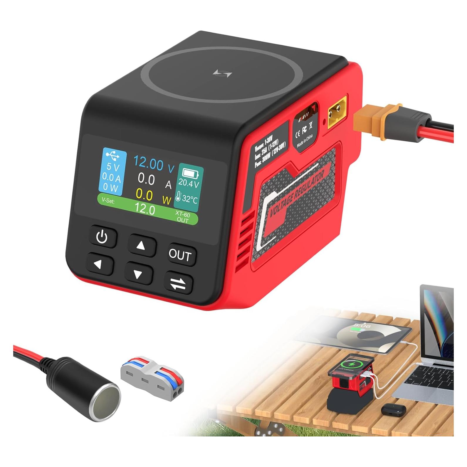 Regulador de Voltaje DC Ajustable Kzreect 1-30V 300W USB-C