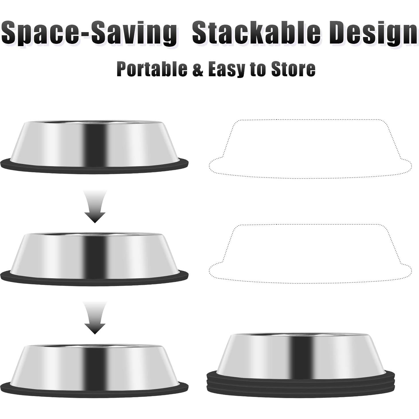 Juego de 3 Tazones de Acero Inoxidable Antideslizante 368 ml - Serentive