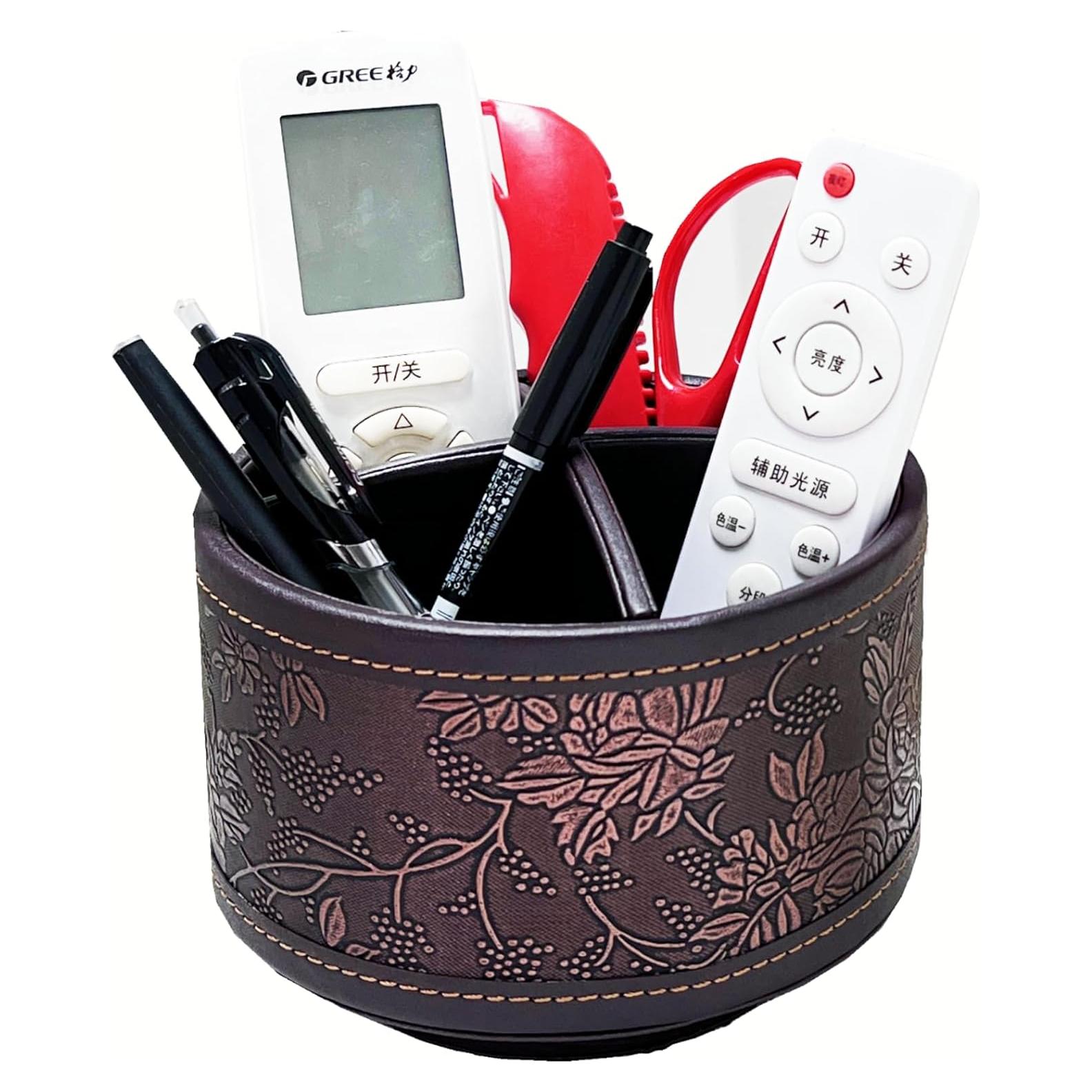 Soporte Redondo de Control Remoto Arniche 360° Cuero Sintético