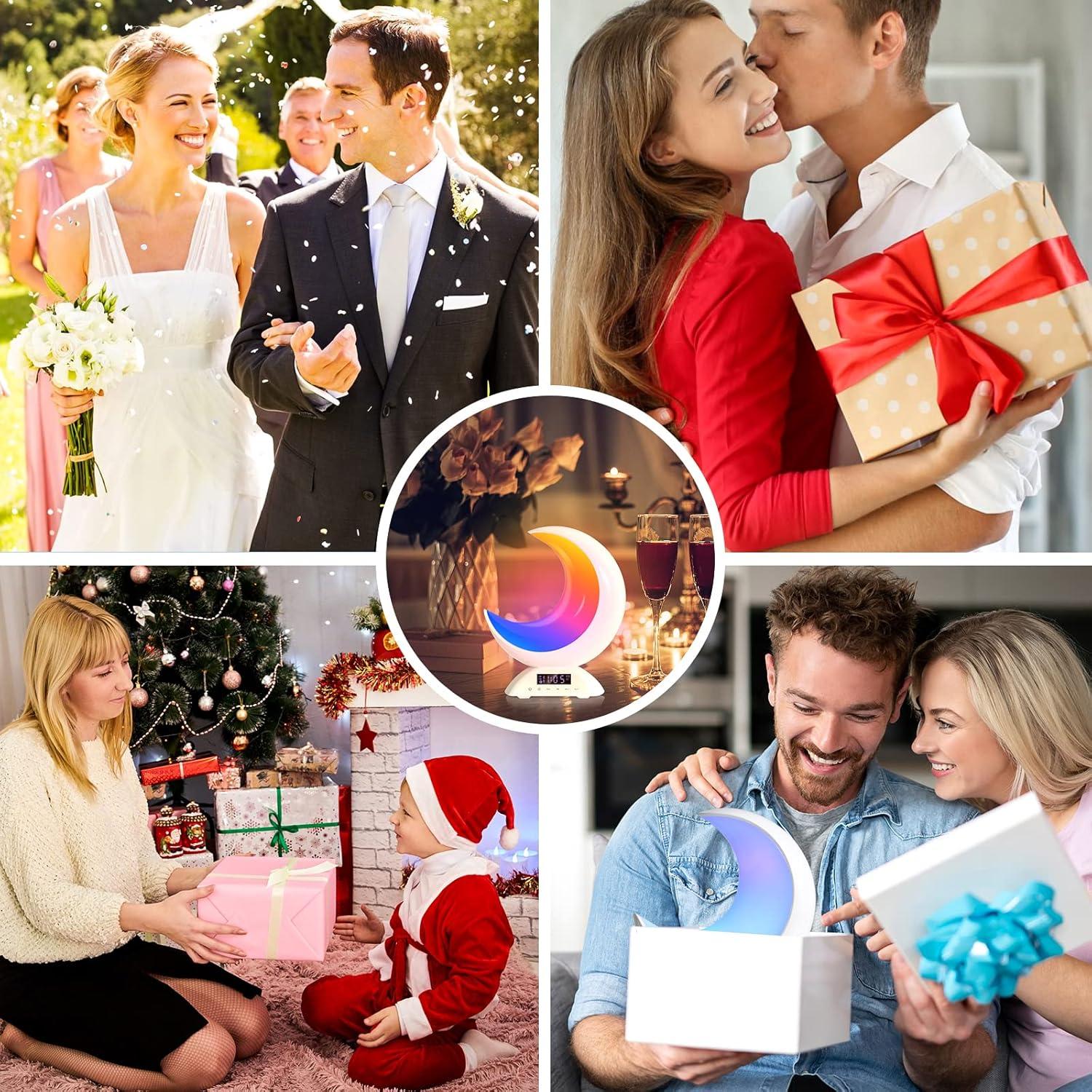 Lámpara de Mesa Touch BRNEWO K6 con Reloj y Luz RGB