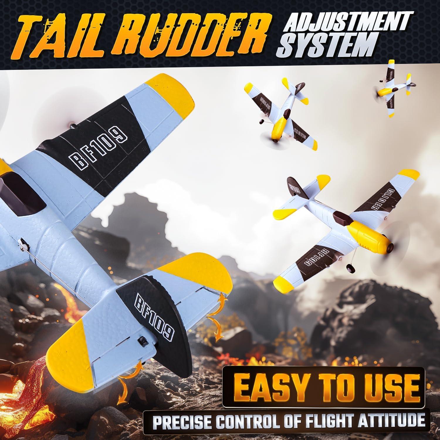 Avión RC BEZGAR Amarillo 6 Ejes con Luces LED