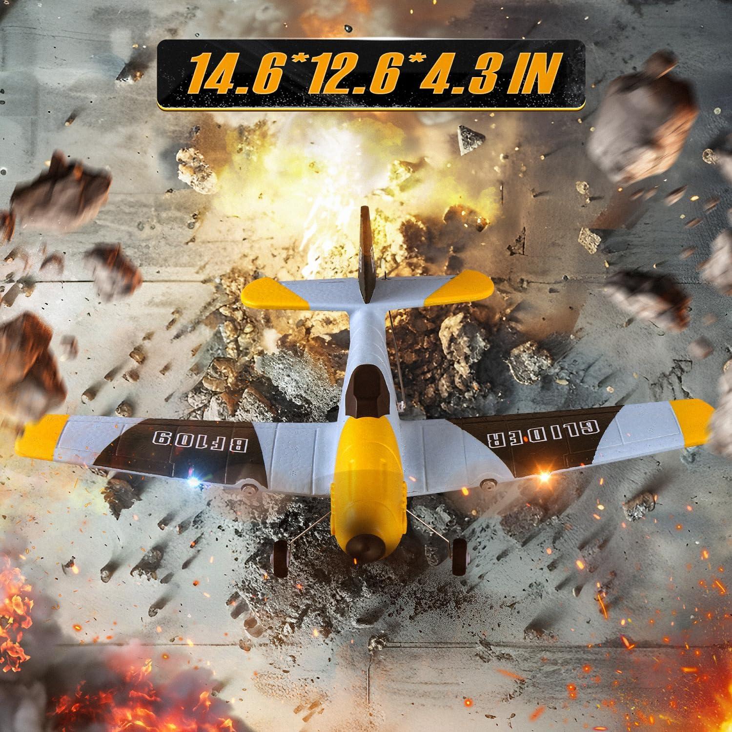 Avión RC BEZGAR Amarillo 6 Ejes con Luces LED