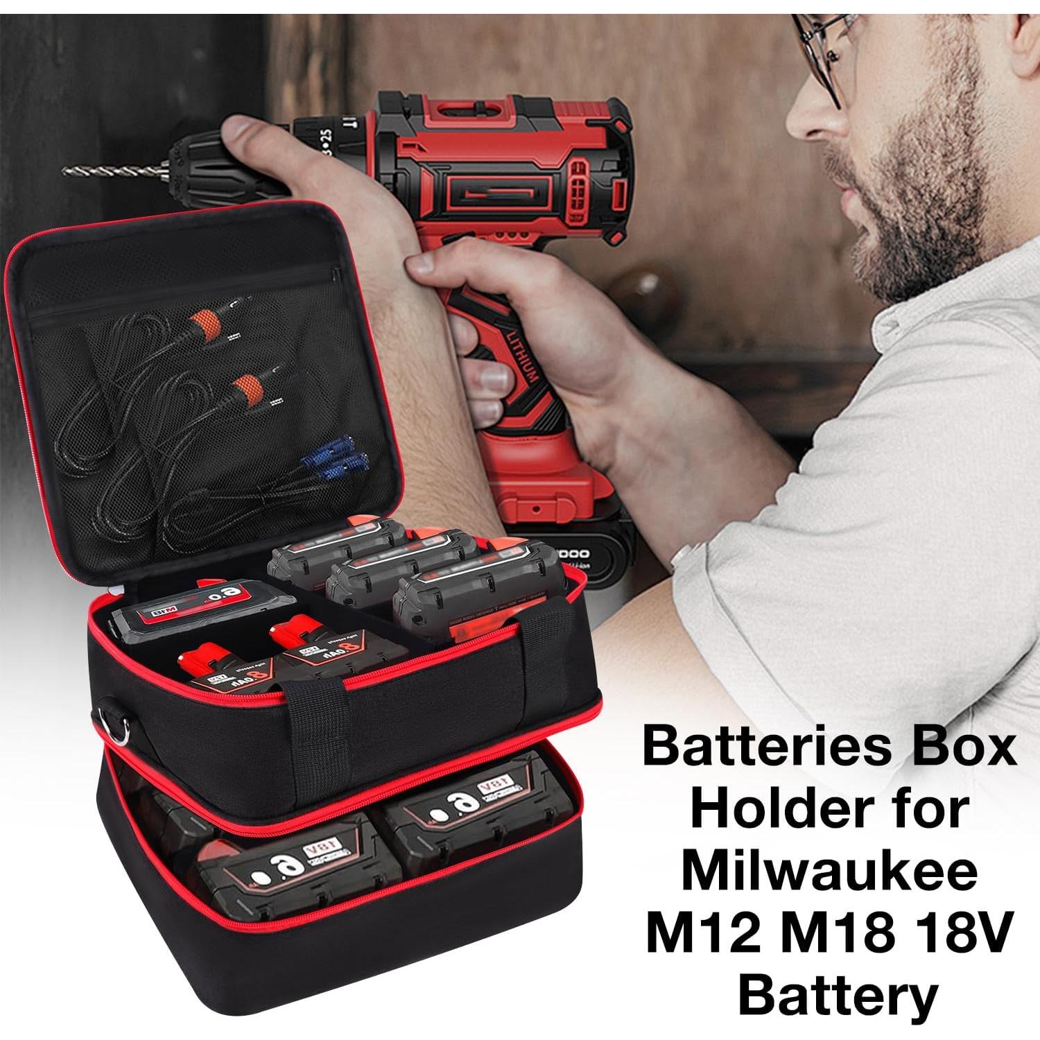 Caja de Almacenamiento para Baterías Milwaukee M12 M18 18V 20V