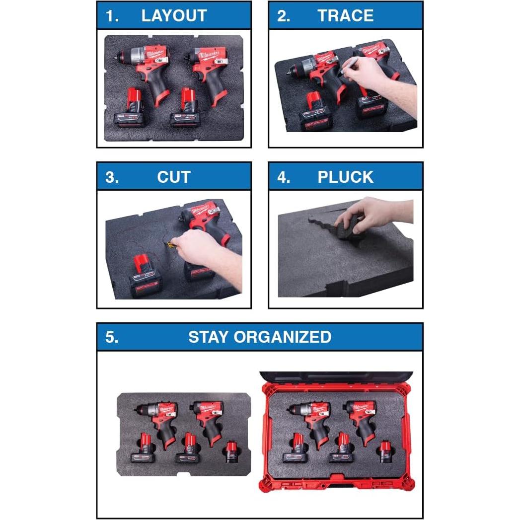 Inserts de Espuma Económica 3 Piezas para Milwaukee Packout