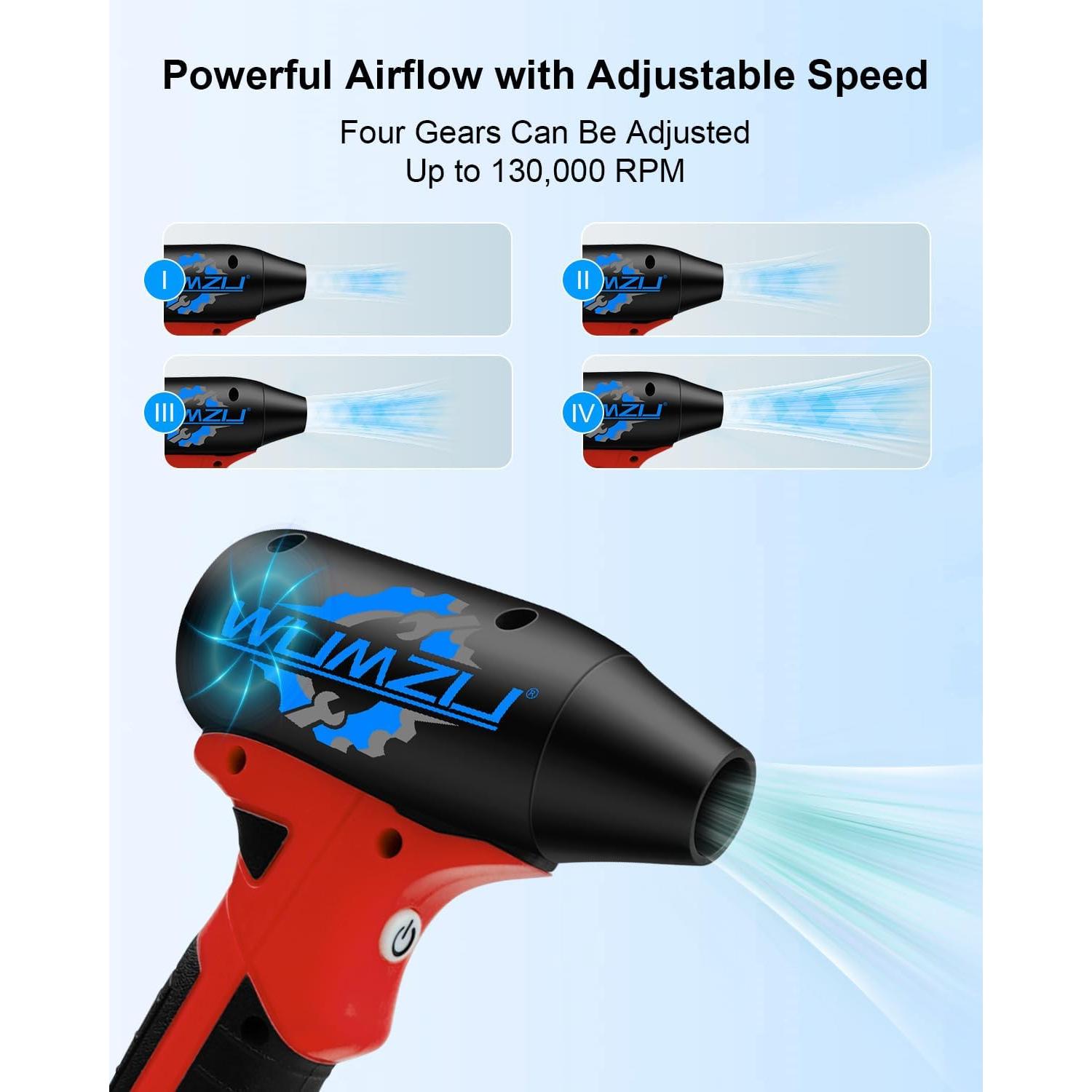 Soplador de Aire Comprimido WUMZIJ 130000 RPM Portátil 0.28kg