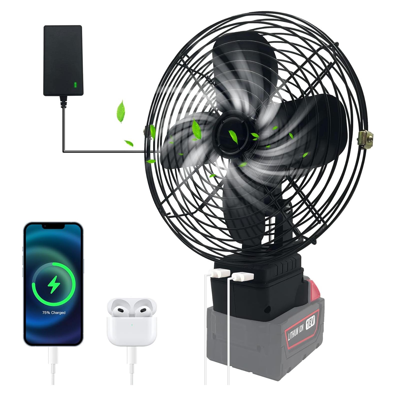 Ventilador Inalámbrico Portátil BYCZONE 20W 3500RPM para Batería Milwaukee M18