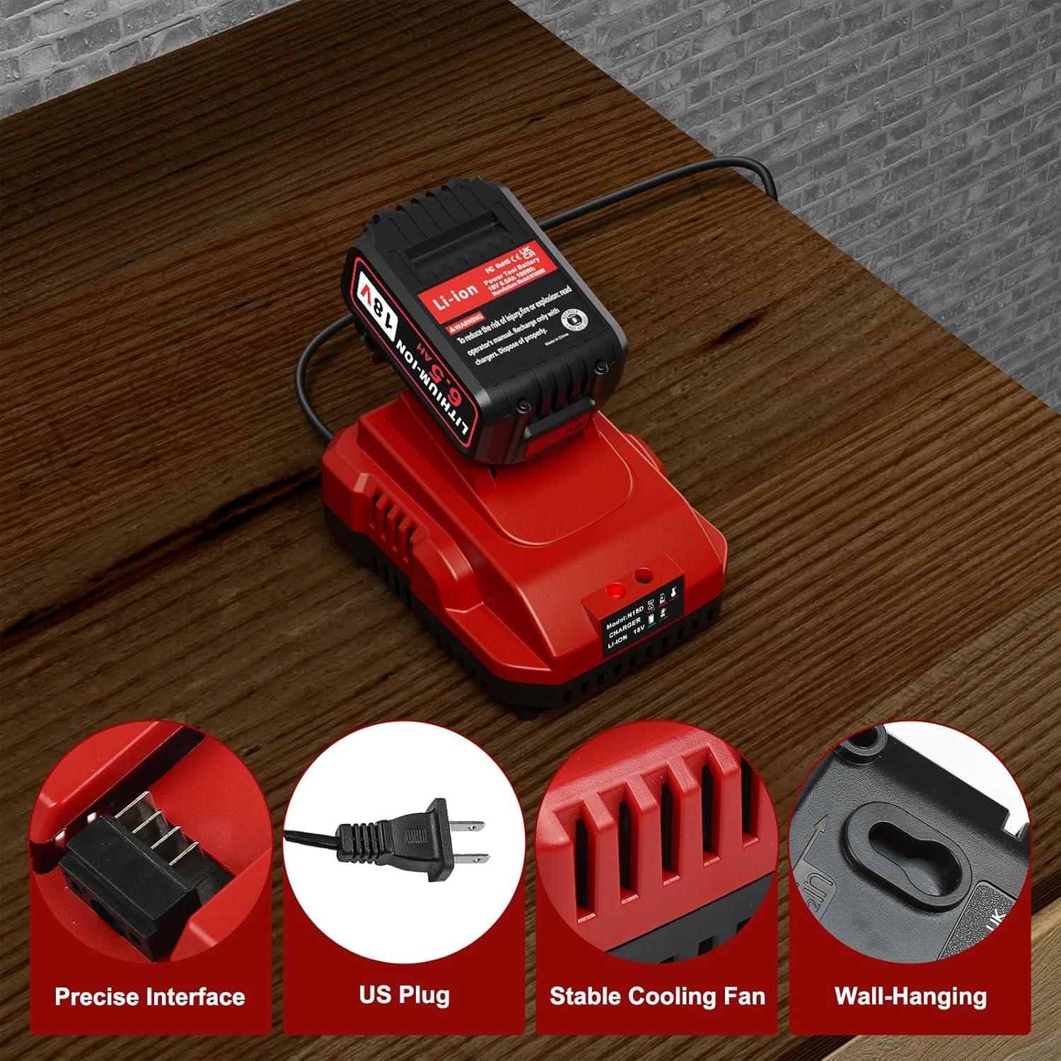 Paquete de 2 Baterías 18V 6.5Ah + Cargador Komifolen