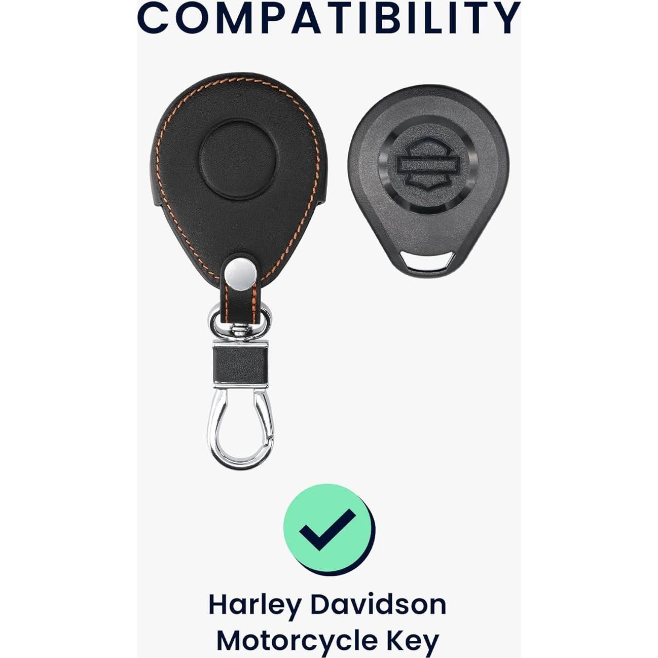 Cubierta de Llave kwmobile para Motocicleta Harley Davidson - Protector de Cuero Sintético Naranja/Negro