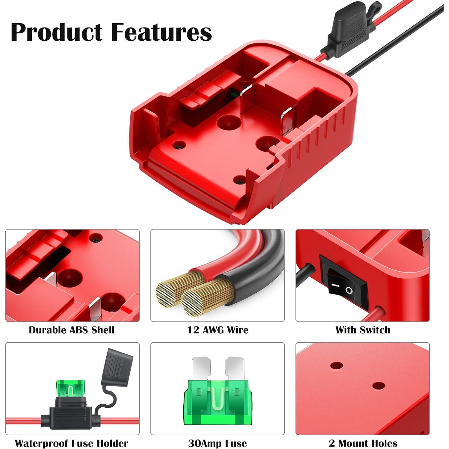 Adaptador de Batería Milwaukee M18 18V - 2 Paquetes con Fusibles