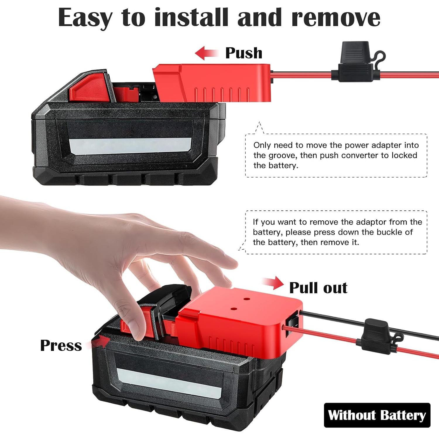 Adaptador de Batería Milwaukee M18 18V - 2 Paquetes con Fusibles