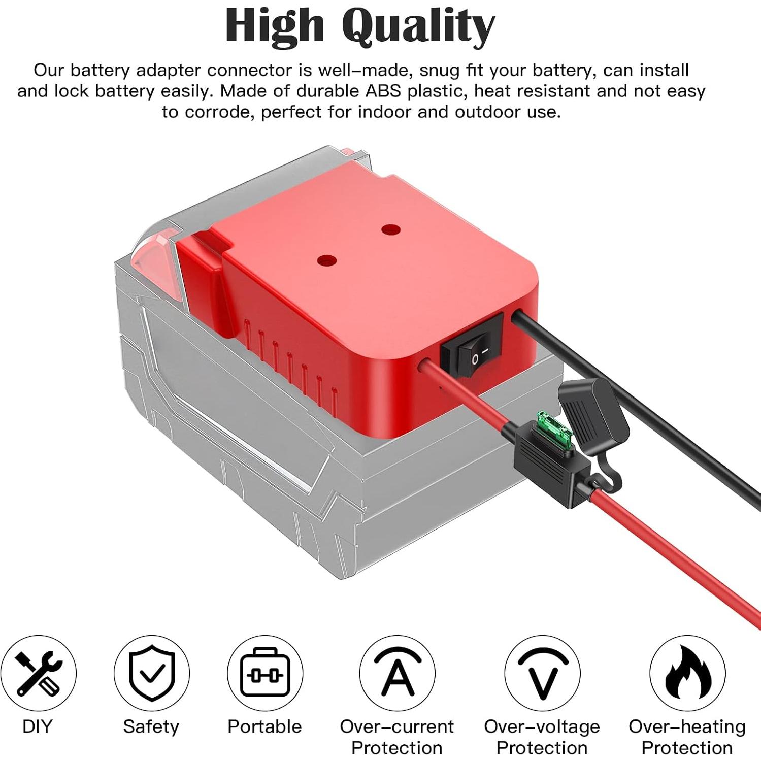 Adaptador de Batería Milwaukee M18 18V - 2 Paquetes con Fusibles