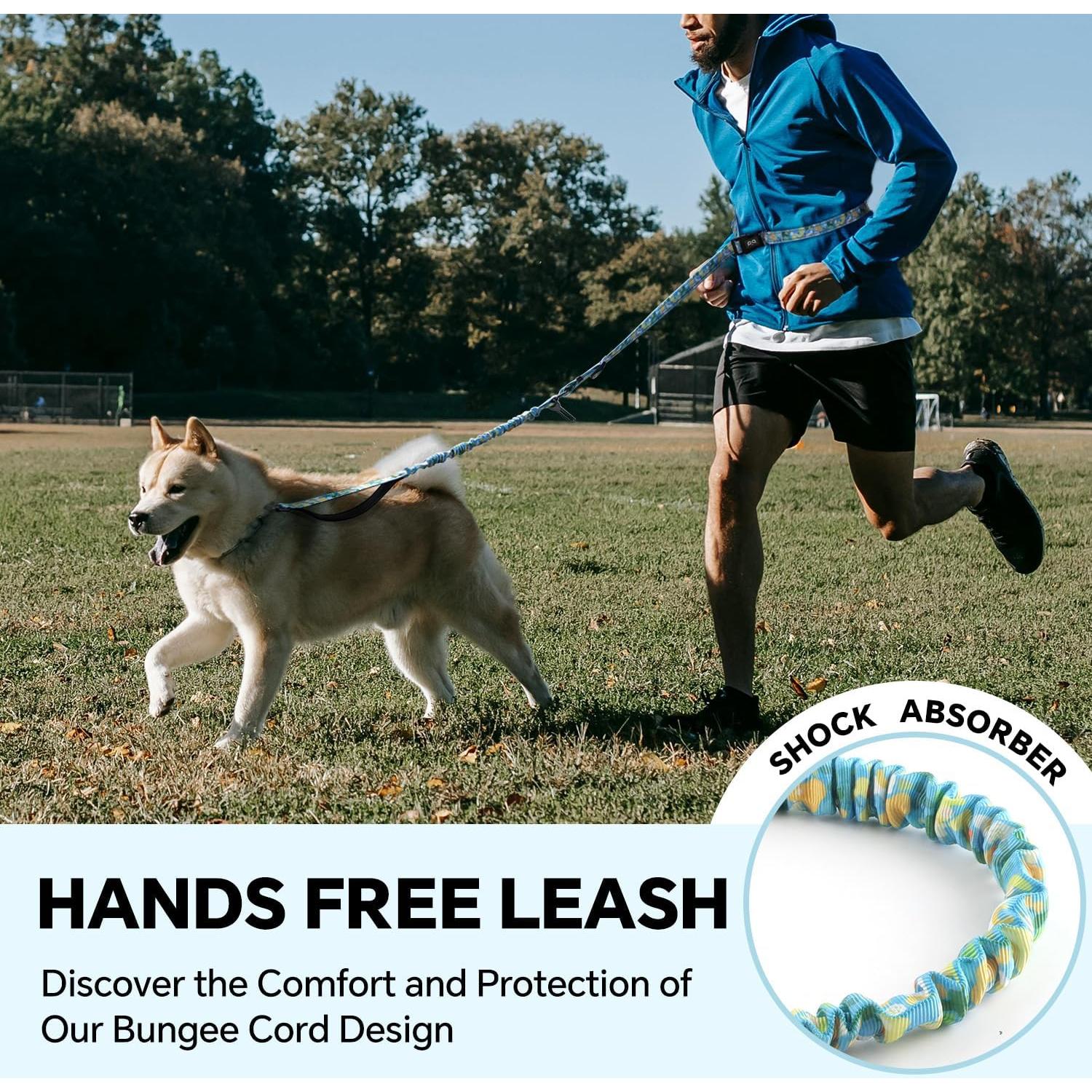 Correa para Perros QQPETS Manos Libres Bungee Ajustable 1.5-2.1m