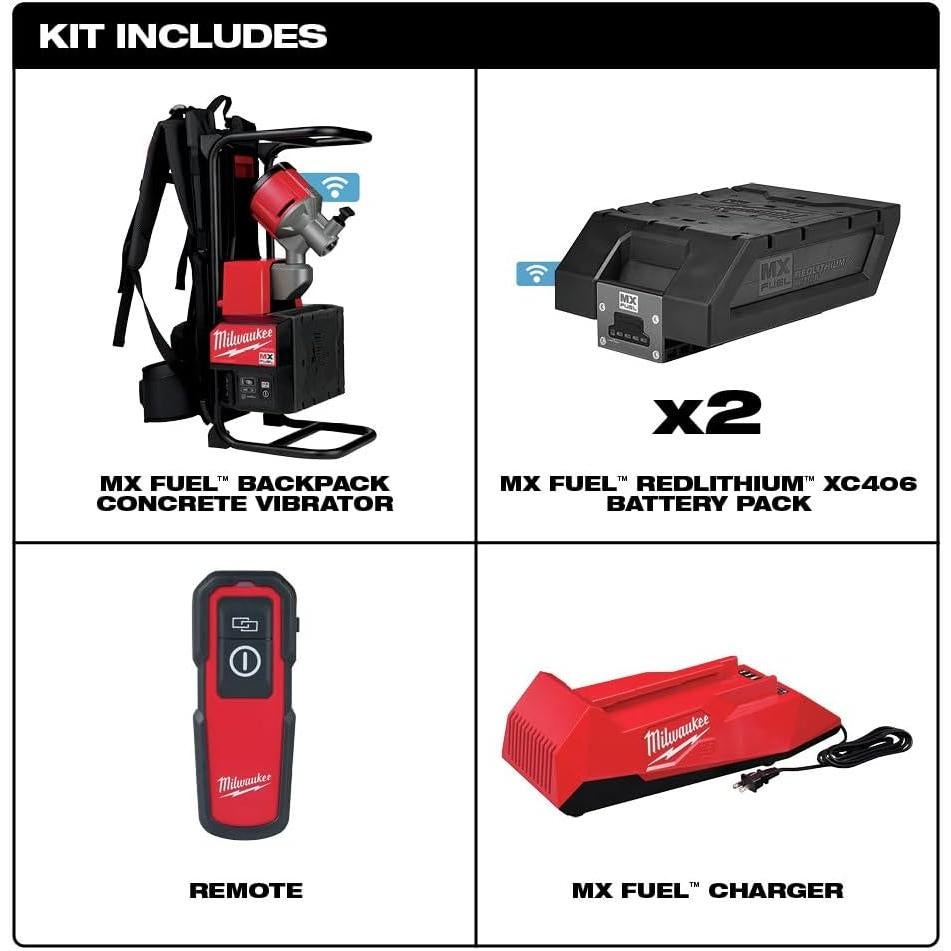 Vibrador de Concreto Inalámbrico Milwaukee MXF371-2XC 6.35 cm