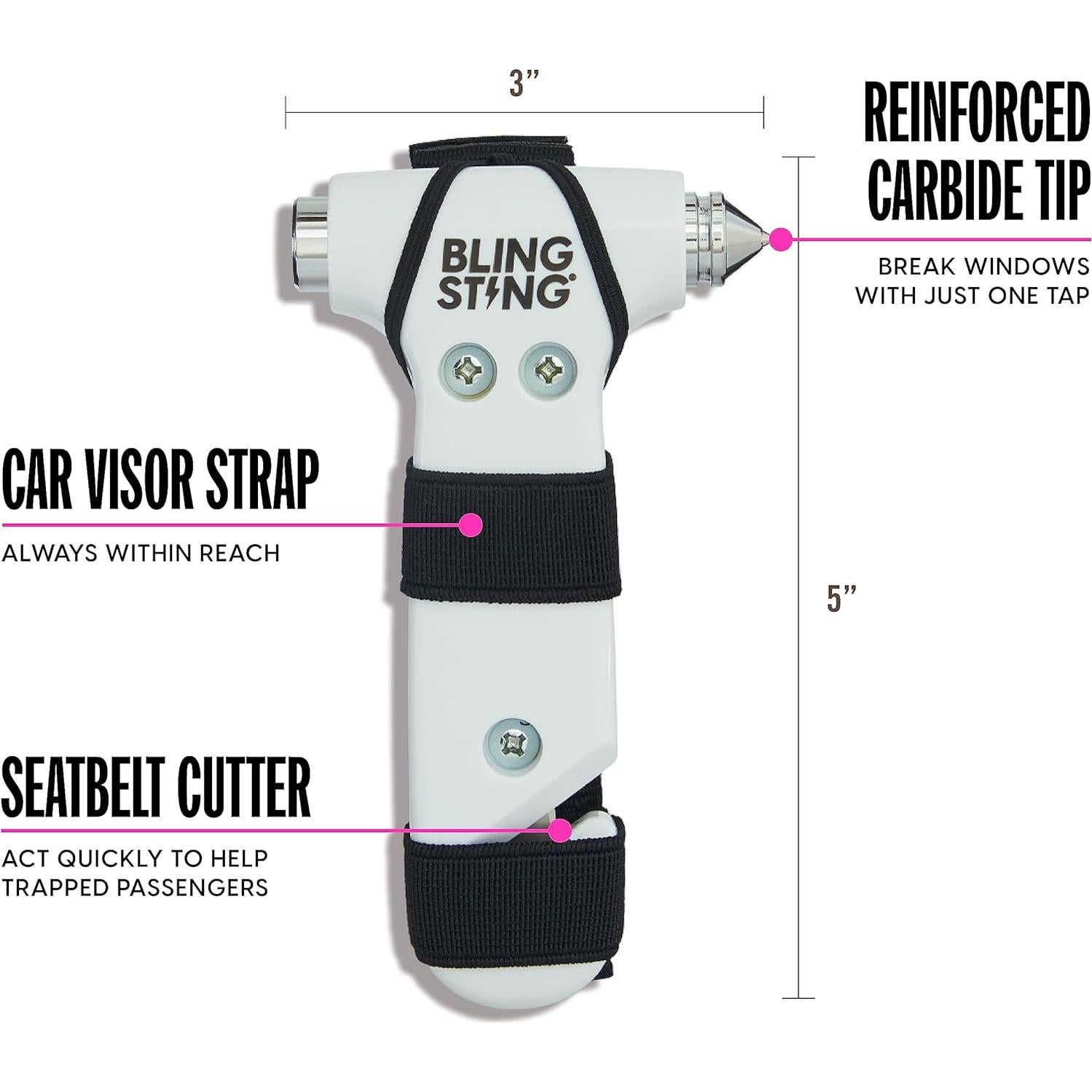 Dúo de Seguridad Blingsting Rosa y Blanco - Alarma 125 dB y Martillo de Escape