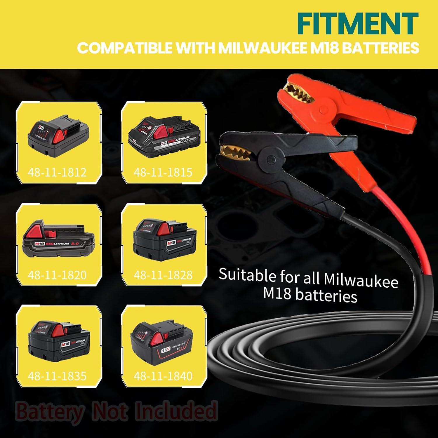 Cables de Arranque Milwaukee M18 2FT 8AWG con Clips