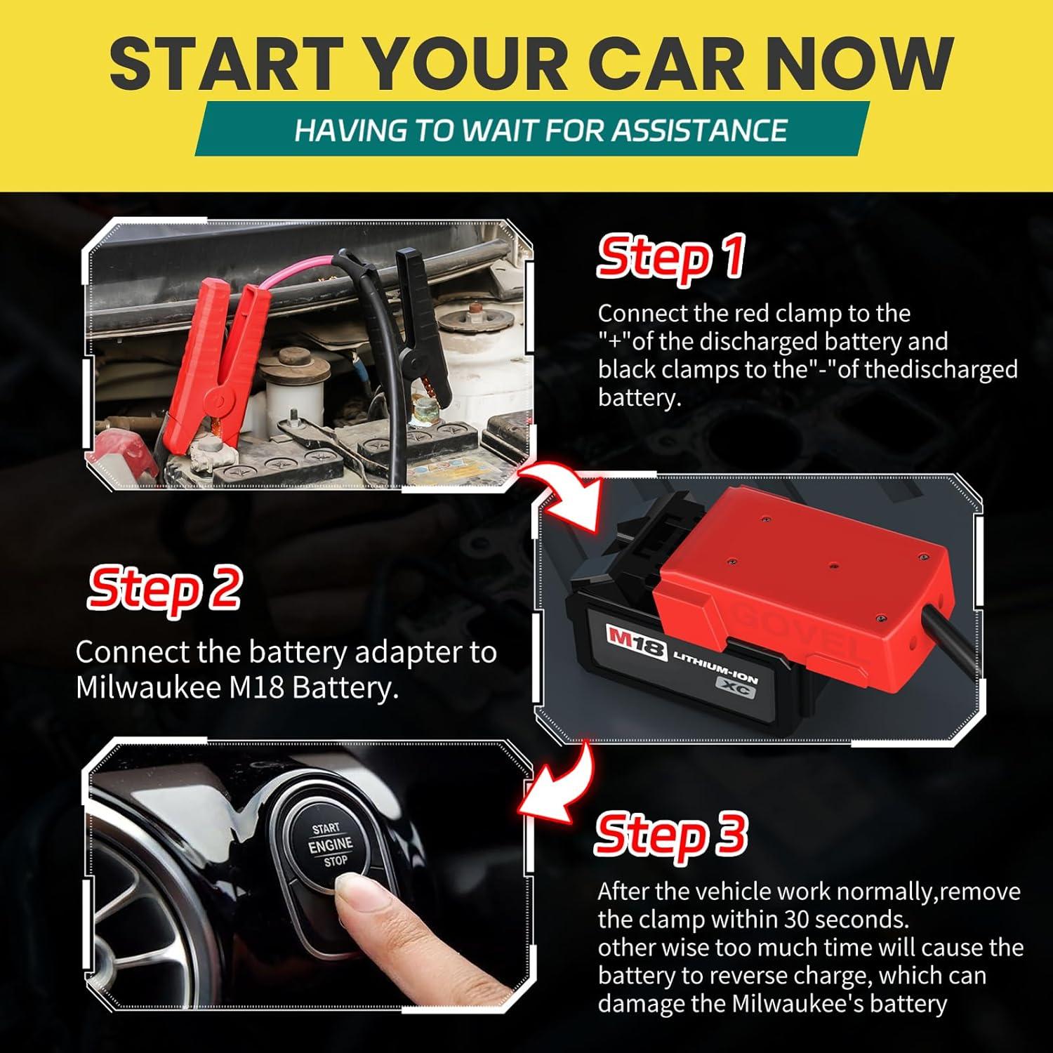 Cables de Arranque Milwaukee M18 2FT 8AWG con Clips