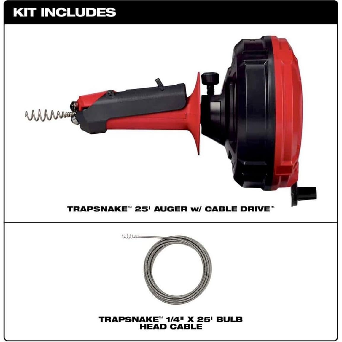Cable de Limpieza de Drenaje Milwaukee 49-16-2573 7.62m