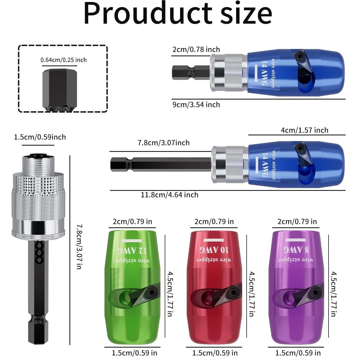 Desforrador de Cables Eléctrico GXILLPEI 15 Piezas 8-14 AWG